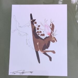 Whimsical Jackalope Art Print 5x7